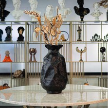 Ella's Design Studio Büyük Dekoratif Dokulu Holbox Vazo Siyah