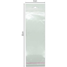 8*30 Sedefli Askılı (Askı Kısmı Beyaz) Bantlı OPP (Parlak-Şeffaf) Jelatin 1000 Adet