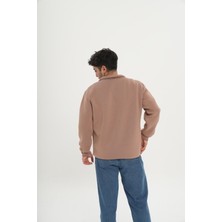 Unisex Pamuklu Içi Polarlı Yarım Fermuarlı Sweathirt
