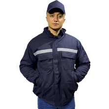Bafaco Tekstil Gabardin 7/7 Reflektörlü Kışlık Mont Lacivert
