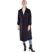 Rays 3025A Çift Düğme Cepli Uzun Kaban Siyah