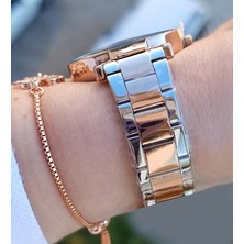Daniel Klein Kesme Camlı 33 mm Rose Gold/metalik Şık Kadın Kol Saati, Zirkon Taşlı Bileklik Hediyeli