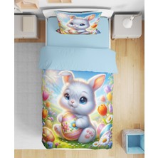 Sevimli Tavşan 3D Dijital Baskılı Tek Kişilik Nevresim Takımı