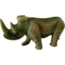 Taru Pasaj El Yapımı Doğal Yeşil Oniks Taşı Gergedan Biblosu - 30  cm  Dekoratif Ev Aksesuarı