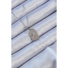 Pileli Store 316L Çelik Zincir Gümüş Renk Zirkon Taşlı Kutup Yıldızlı Vintage Kolye - TJ-BKO9124