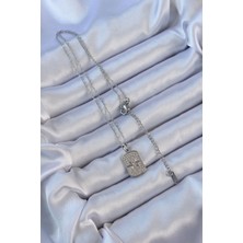 Pileli Store 316L Çelik Zincir Gümüş Renk Zirkon Taşlı Kutup Yıldızlı Vintage Kolye - TJ-BKO9124