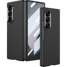 Alan Tech Galaxy Z Fold 6 Kılıf Kamera Korumalı Karbon Fiber Tasarımlı Arka Yüzey Kıpta Karbon Kapak