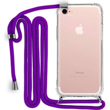 iPhone 8 Boyun Askılı Şeffaf Tank Kılıf Mor