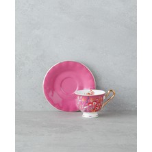 English Home Miranda Garden New Bone China 12 Parça 6 Kişilik Kahve Fincan Takımı 90 ml Pembe