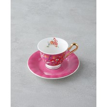 English Home Miranda Garden New Bone China 12 Parça 6 Kişilik Kahve Fincan Takımı 90 ml Pembe