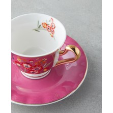 English Home Miranda Garden New Bone China 12 Parça 6 Kişilik Kahve Fincan Takımı 90 ml Pembe