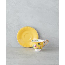 English Home Vanilla Mood New Bone China 12 Parça 6 Kişilik Kahve Fincan Takımı 90 ml Sarı