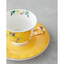 English Home Vanilla Mood New Bone China 12 Parça 6 Kişilik Kahve Fincan Takımı 90 ml Sarı