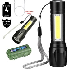 Byars Bilişim Byars- Şarjlı El Feneri 2500 Lumens + 5W Cob LED USB Lion Şarjlı Ultra Güçlü Q5 Xpe Byarsbilişim