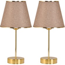 Woodhub Mirza 2'li Metal Ayaklı Gold Abajur Masa Lambası Kumbeji