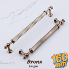 Badem10 Nesil Çizgili Bronz Metal Kulp 160 mm Mobilya Çekmece Mutfak Dolabı Dolap Kulbu