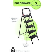 Eurotower 5 Basamak Özel Tasarım Geniş Basamaklı Siyah Merdiven