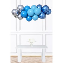 Pekshop Retro Mavi Gümüş Balon Zinciri Seti