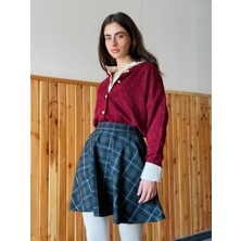 Retrobird Valerie Kısa Mini Kloş Etek Kadın Koyu Mavi