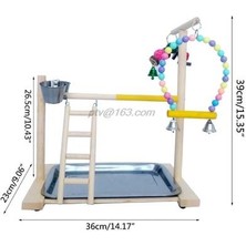 Xinhang Ahşap Kuş Levrek Standı Papağan Platformu Bahçesi Egzersiz Gym Playstalan Merdiven Besleyici Bardaklar ile Interaktif Oyuncaklar | Kuş Tünıları (Yurt Dışından)