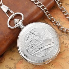Xinhang Gümüş Steampunk Tren Desen Mekanik El Sarma Cebi Romen Rakamları Ekran Vintage Fob Zincir Manuel Cep Saati | Cep ve Amp;fob Saatler (Yurt Dışından)