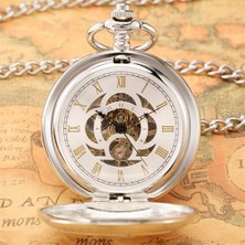 Xinhang Gümüş Steampunk Tren Desen Mekanik El Sarma Cebi Romen Rakamları Ekran Vintage Fob Zincir Manuel Cep Saati | Cep ve Amp;fob Saatler (Yurt Dışından)