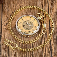 Xinhang Altın Şeffaf Iskelet Mekanik El Rüzgar Cebi Romen Rakamları Açık Yüz Fob Zincir Retro Manuel Timepiece | Cep ve Amp;fob Saatler (Yurt Dışından)