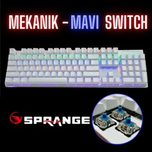 Sprange Mk-11 Beyaz Mekanik Gaming Klavye - Blue Switch - RGB Aydınlatmalı -Kablolu