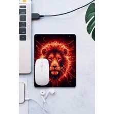 Sonic Touch Sonictouch Kırmızı Neon Aslan Pürüzsüz Yüzey Kaymaz Taban Dikişsiz Kenar Gamer Oyuncu Mouse Pad 19X23CM