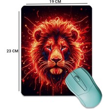 Sonic Touch Sonictouch Kırmızı Neon Aslan Pürüzsüz Yüzey Kaymaz Taban Dikişsiz Kenar Gamer Oyuncu Mouse Pad 19X23CM