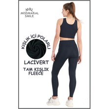 Miss Maral Kadın Kışlık Içi Polarlı Lacivert Yüksek Bel Toparlayıcı Tayt Curve High Waist Fleece Winter 11024