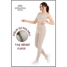 Miss Maral Kadın Kışlık Içi Polarlı Taş Rengi Yüksek Bel Toparlayıcı Tayt Curve High Waist Fleece Winter 11024