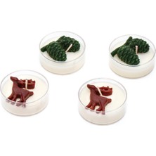 Missi Yılbaşı 4lü Spice Orange Kokulu Kozalak ve Geyik Temalı Tealight Mum Seti
