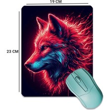 Sonic Touch Sonictouch Kırmızı Neon Kurt Pürüzsüz Yüzey Kaymaz Taban Dikişsiz Kenar Gamer Oyuncu Mouse Pad 19X23CM