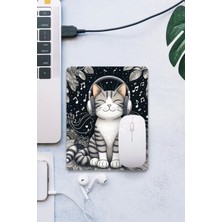 Sonic Touch Sonictouch Müzik Sever Kedi Temalı Pürüzsüz Yüzey Kaymaz Taban Dikişsiz Kenar Gamer Oyuncu Mouse Pad 19X23CM