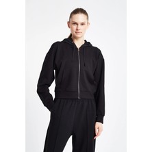 Kadın Fermuarlı Kapüşonlu Sweatshirt 24N-2103