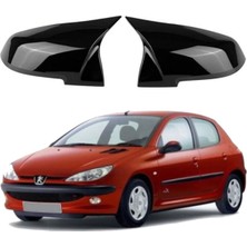 Woodhub Peugeot 206 Uyumlu Batman Yarasa Ayna Kapağı Piano Black 1998 - 2012