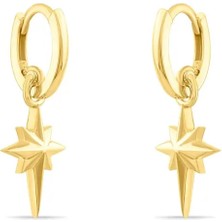 Safir Kuyumculuk 14 Ayar Altın Kuzey Yıldızı Sallantılı Küpe - Modern Altın Halka Küpe