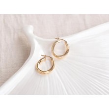 Safir Kuyumculuk 14 Ayar Altın Kalemli Oval Küpe - Şık & Klasik Altın Küpe