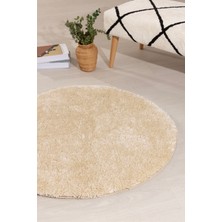 Koza Home Douro Shaggy Banyo Paspası Bej Kaydırmaz Taban Daire 100 x 100 cm