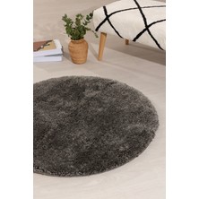 Koza Home Douro Shaggy Banyo Paspası Füme Kaydırmaz Taban Daire 80 x 80 cm
