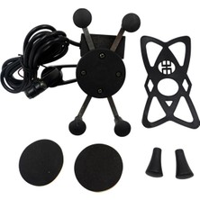 Kagen Evrensel Motosiklet Cep Telefonu Tutucu Montaj Kelepçesi USB Şarj Ayarlanabilir 360 Derece Dönebilen (Yurt Dışından)