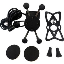 Kagen Evrensel Motosiklet Cep Telefonu Tutucu Montaj Kelepçesi USB Şarj Ayarlanabilir 360 Derece Dönebilen (Yurt Dışından)