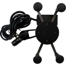 Kagen Evrensel Motosiklet Cep Telefonu Tutucu Montaj Kelepçesi USB Şarj Ayarlanabilir 360 Derece Dönebilen (Yurt Dışından)