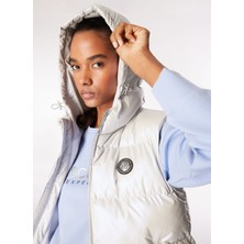 Discovery Expedition Açık Gri Kadın Kapüşon Yaka Relaxed Fit Yelek D4WL-YLK3019