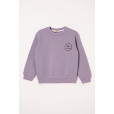 Yazı Baskılı Lila Renk Kız Çocuk  Sweat