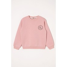 Yazı Baskılı Toz Pembe Renk Kız Çocuk Sweat