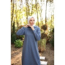 Bwest Kapşonlu Uzun Sweat Pantolon Ikili Tesettür Eşofman Takımı - 03082.006 - Indigo
