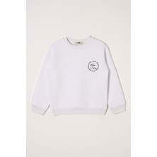 Yazı Baskılı Beyaz Renk Kız Çocuk Sweat