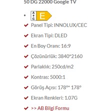 Dijitsu 50DG22000 50" 126 Ekran Uydu Alıcılı 4K Ultra HD Smart Google LED TV